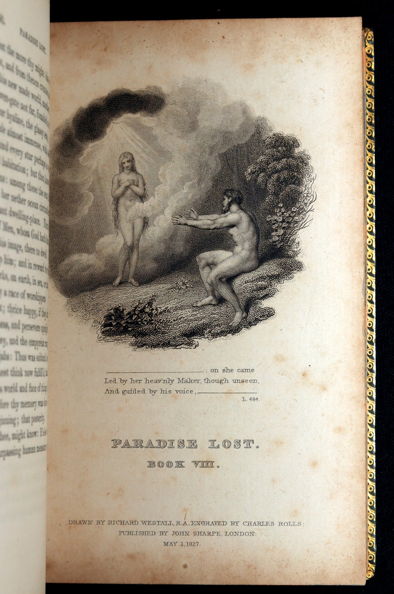 1827 Rare Beautiful Book Set - Milton’s Paradise Lost, Regained and Poems