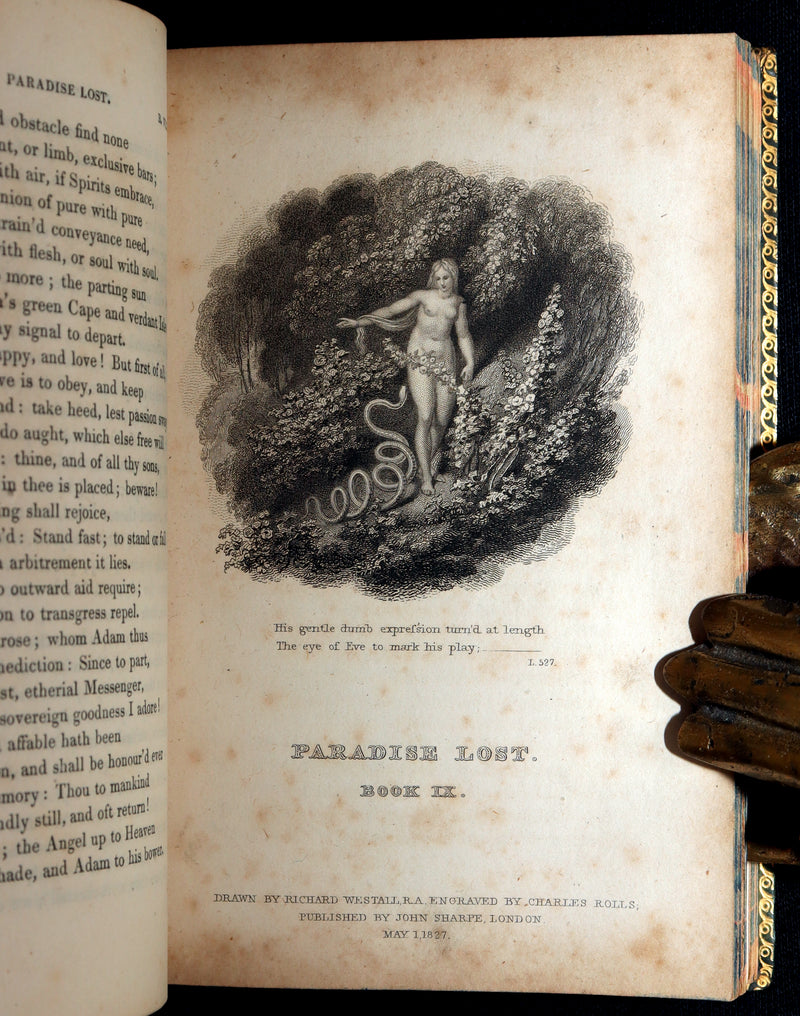 1827 Rare Beautiful Book Set - Milton’s Paradise Lost, Regained and Poems