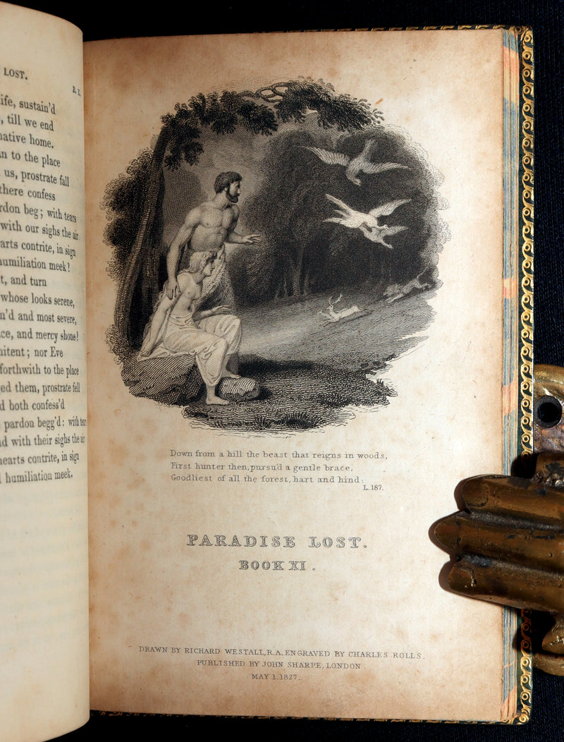 1827 Rare Beautiful Book Set - Milton’s Paradise Lost, Regained and Poems