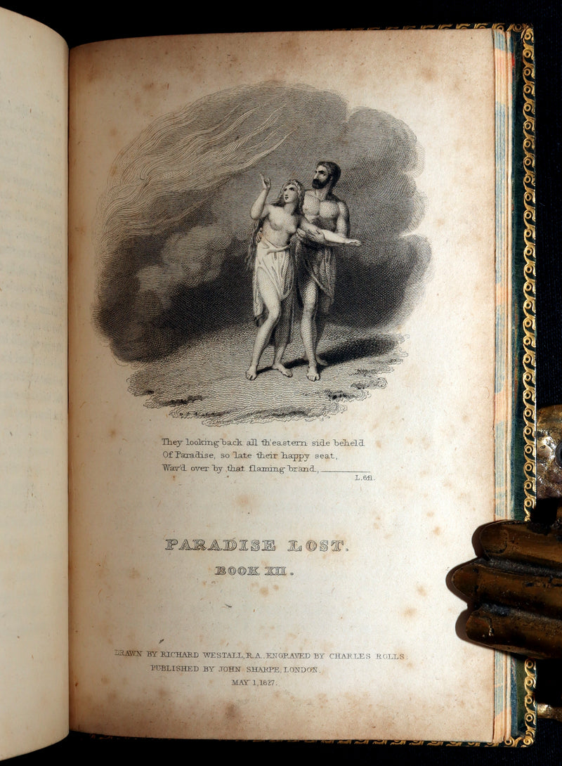 1827 Rare Beautiful Book Set - Milton’s Paradise Lost, Regained and Poems