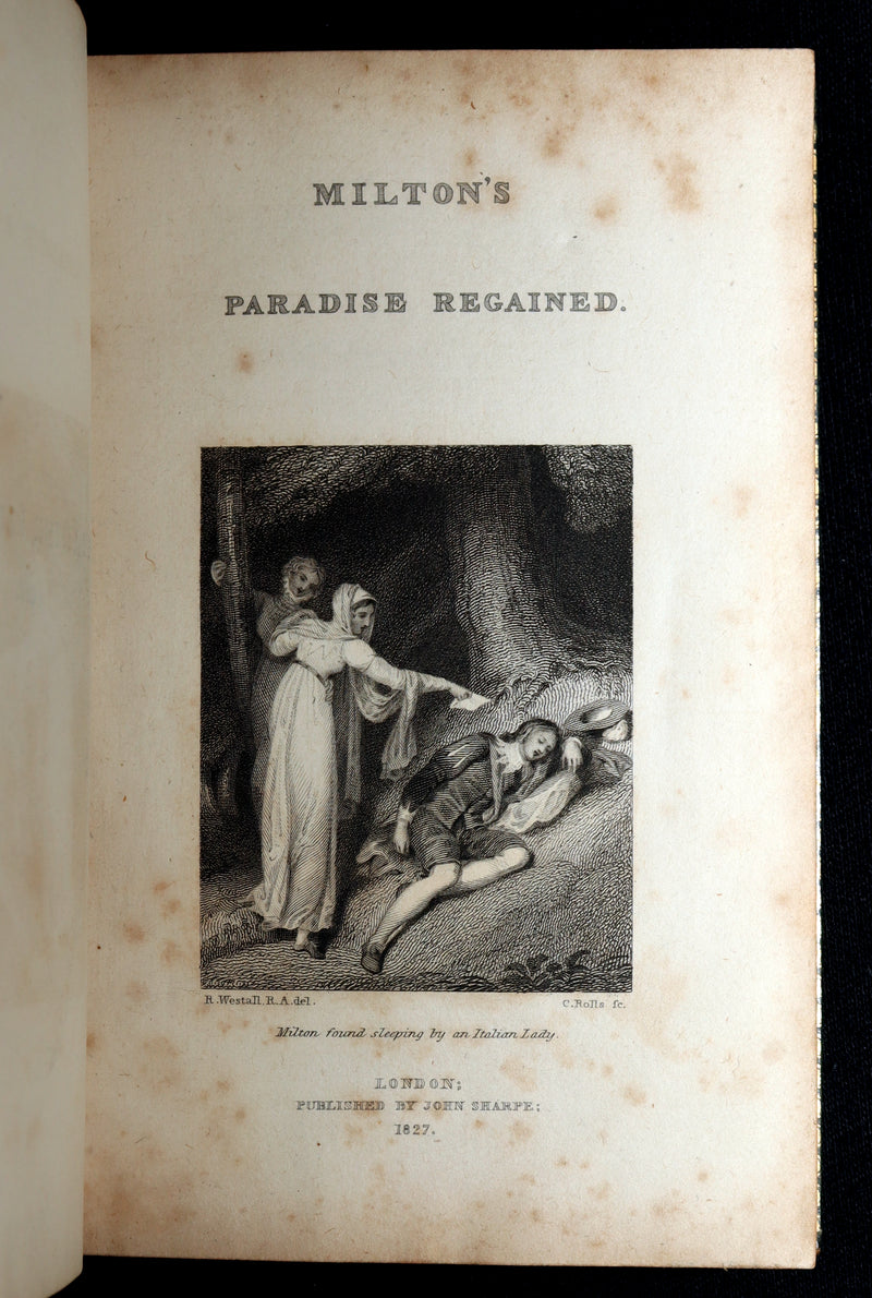 1827 Rare Beautiful Book Set - Milton’s Paradise Lost, Regained and Poems