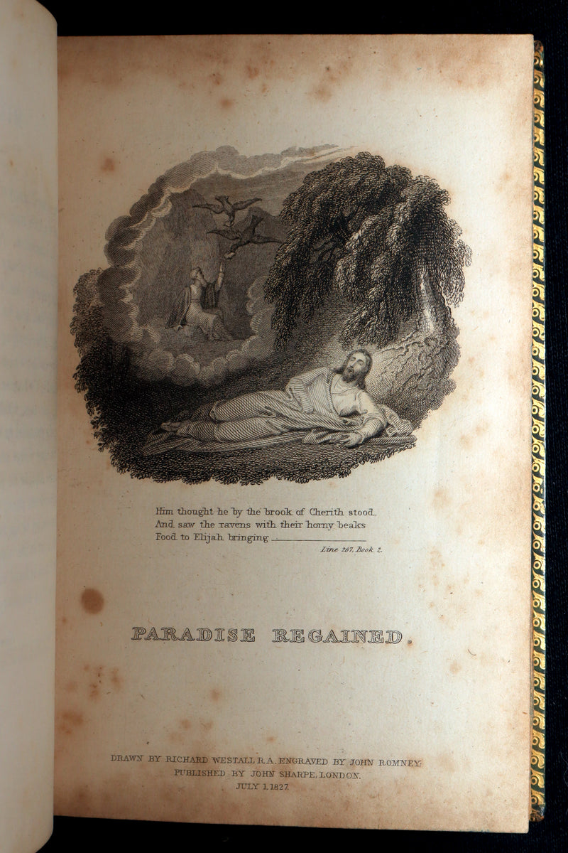 1827 Rare Beautiful Book Set - Milton’s Paradise Lost, Regained and Poems