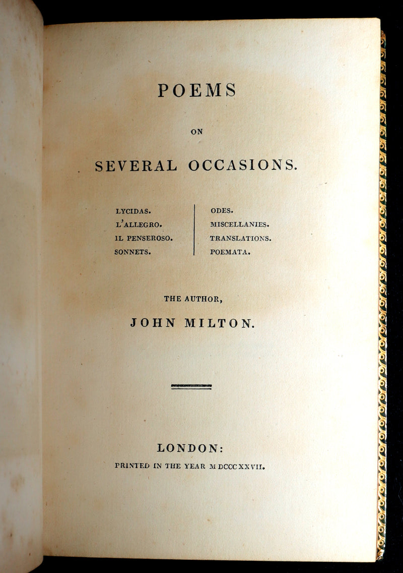 1827 Rare Beautiful Book Set - Milton’s Paradise Lost, Regained and Poems