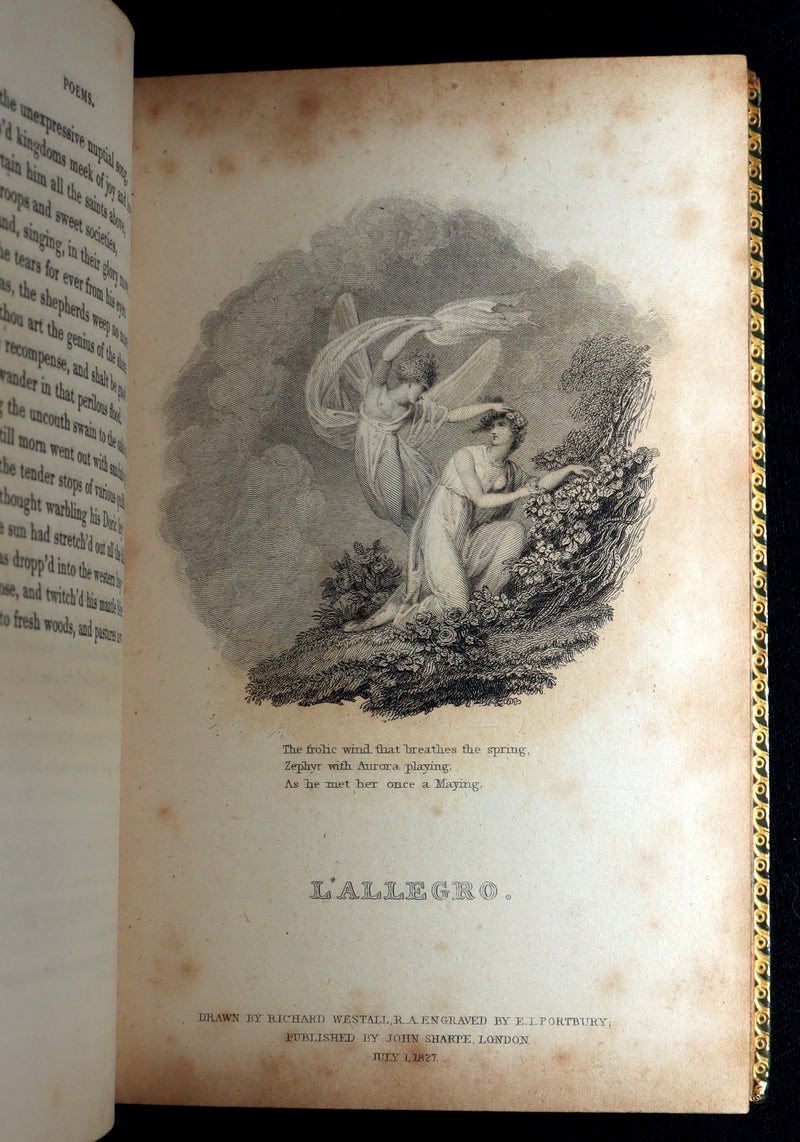 1827 Rare Beautiful Book Set - Milton’s Paradise Lost, Regained and Poems