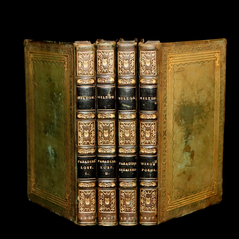 1827 Rare Beautiful Book Set - Milton’s Paradise Lost, Regained and Poems