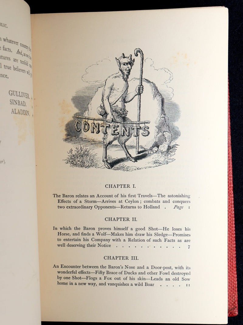 1859 Rare First Edition - Baron Munchausen's Adventures Illustrated by Crowquill