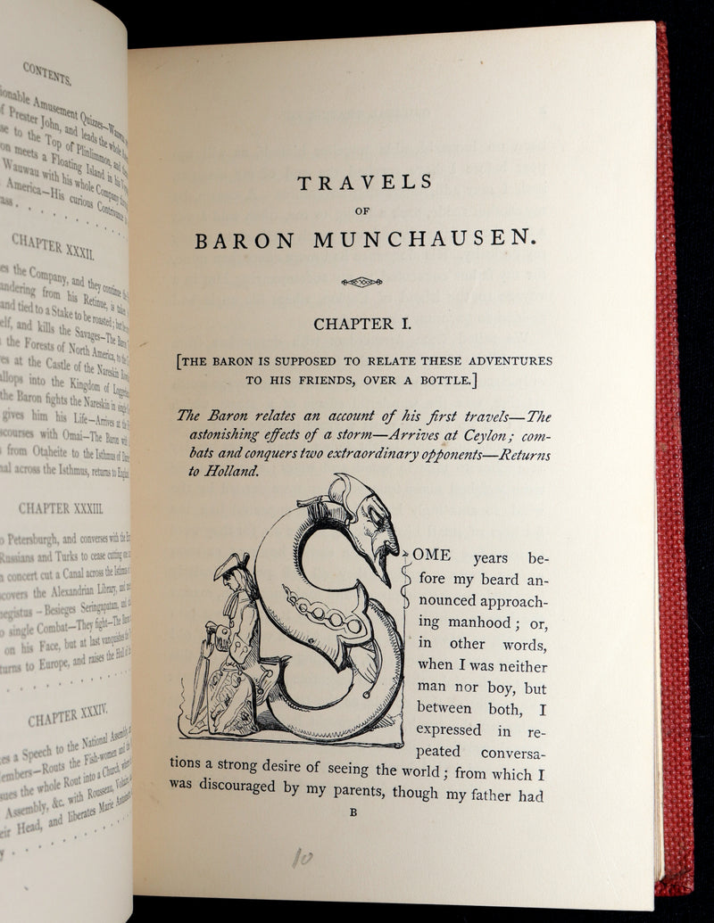 1859 Rare First Edition - Baron Munchausen's Adventures Illustrated by Crowquill