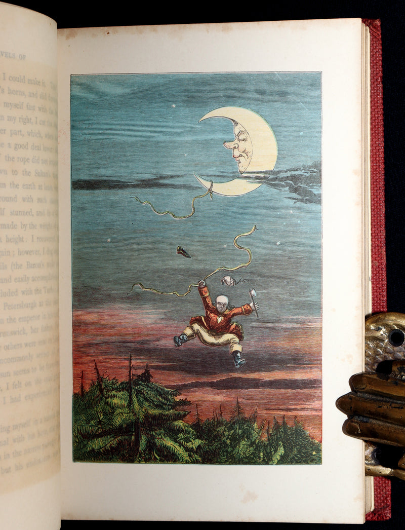 1859 Rare First Edition - Baron Munchausen's Adventures Illustrated by Crowquill