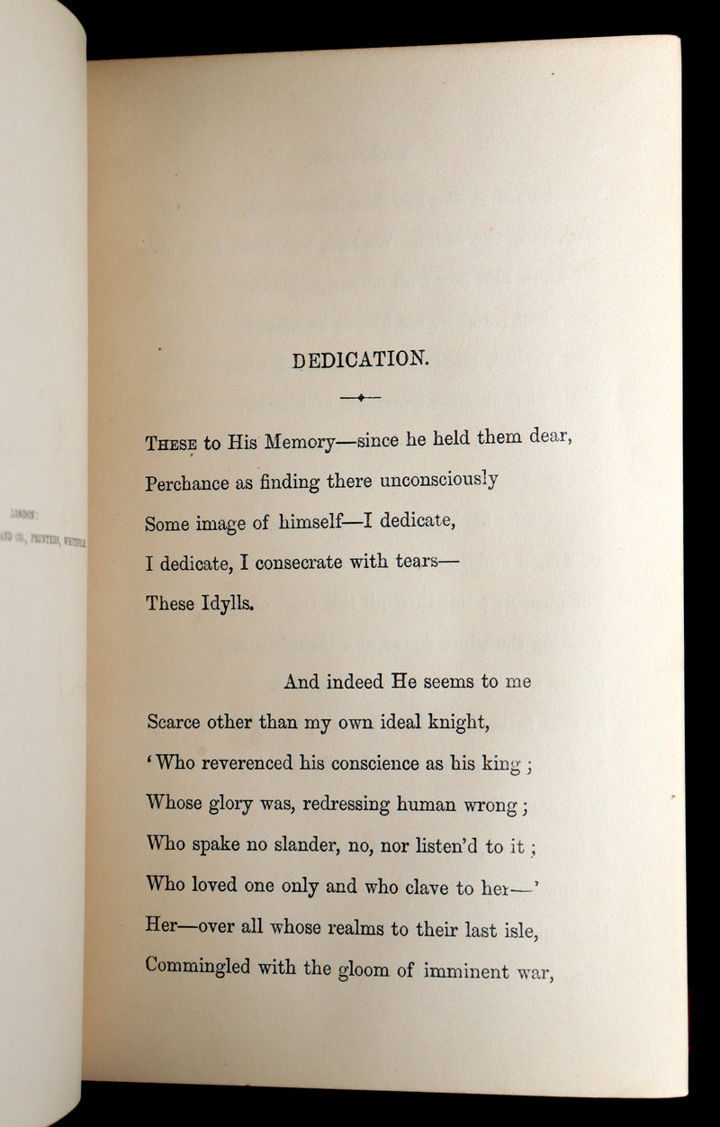 1869 Rare Book on Legend of King Arthur - Idylls of the King by Alfred Tennyson