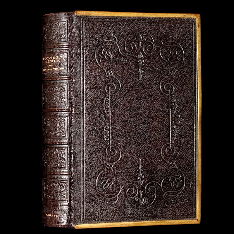 1850 Rare Bible bound by Bagster - Polyglot Bible, Old and New Testament, Clasp