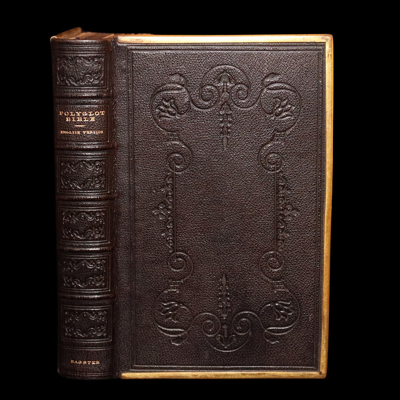 1850 Rare Bible bound by Bagster - Polyglot Bible, Old and New Testament, Clasp