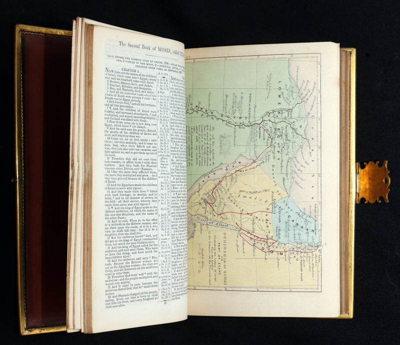 1850 Rare Bible bound by Bagster - Polyglot Bible, Old and New Testament, Clasp