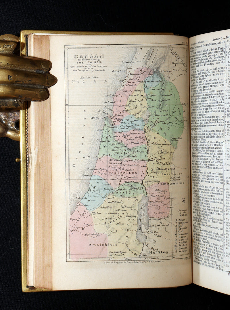 1850 Rare Bible bound by Bagster - Polyglot Bible, Old and New Testament, Clasp