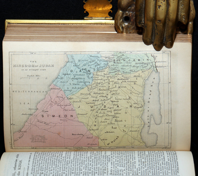 1850 Rare Bible bound by Bagster - Polyglot Bible, Old and New Testament, Clasp