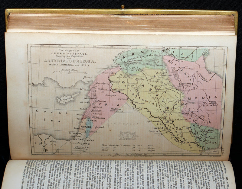 1850 Rare Bible bound by Bagster - Polyglot Bible, Old and New Testament, Clasp