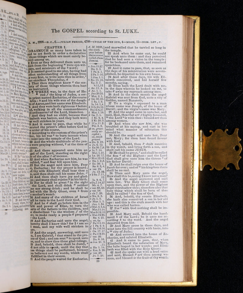 1850 Rare Bible bound by Bagster - Polyglot Bible, Old and New Testament, Clasp