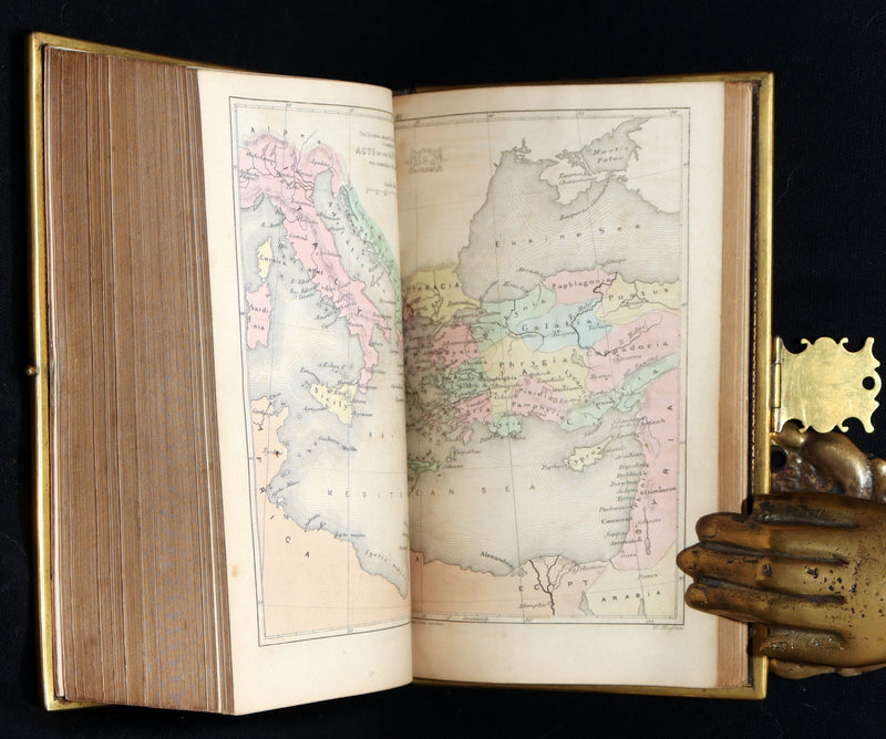 1850 Rare Bible bound by Bagster - Polyglot Bible, Old and New Testament, Clasp