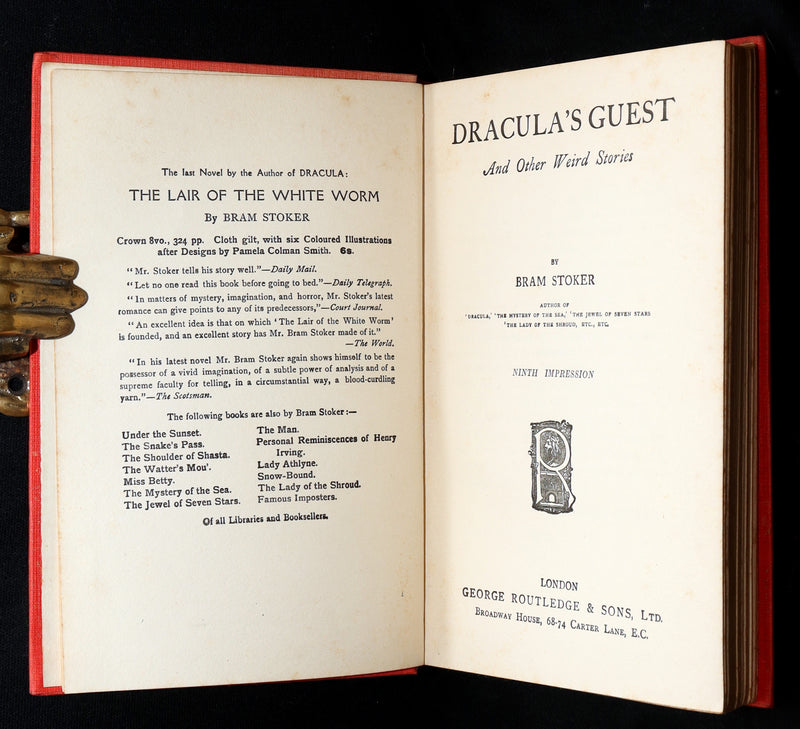 1914 Rare Book - Dracula’s Guest and Other Weird Stories by Bram Stoker