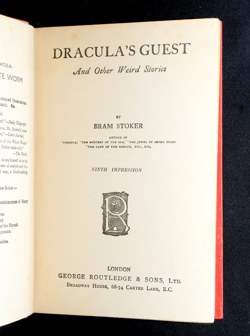 1914 Rare Book - Dracula’s Guest and Other Weird Stories by Bram Stoker