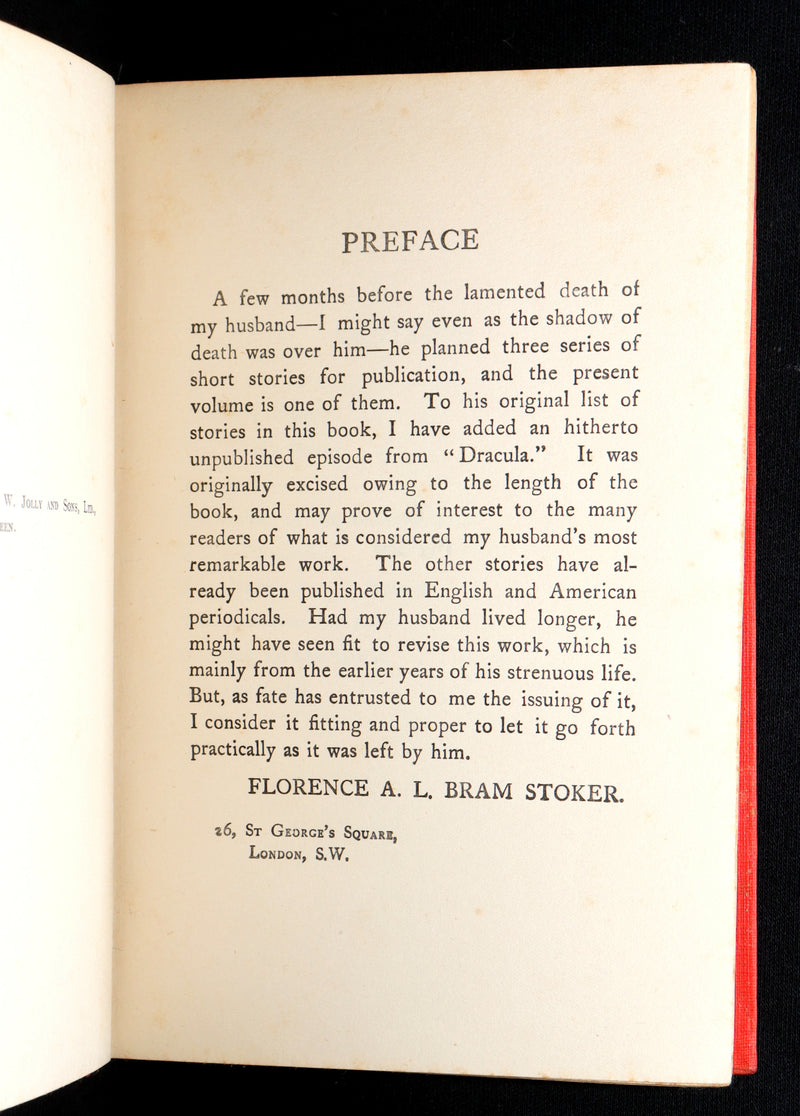 1914 Rare Book - Dracula’s Guest and Other Weird Stories by Bram Stoker