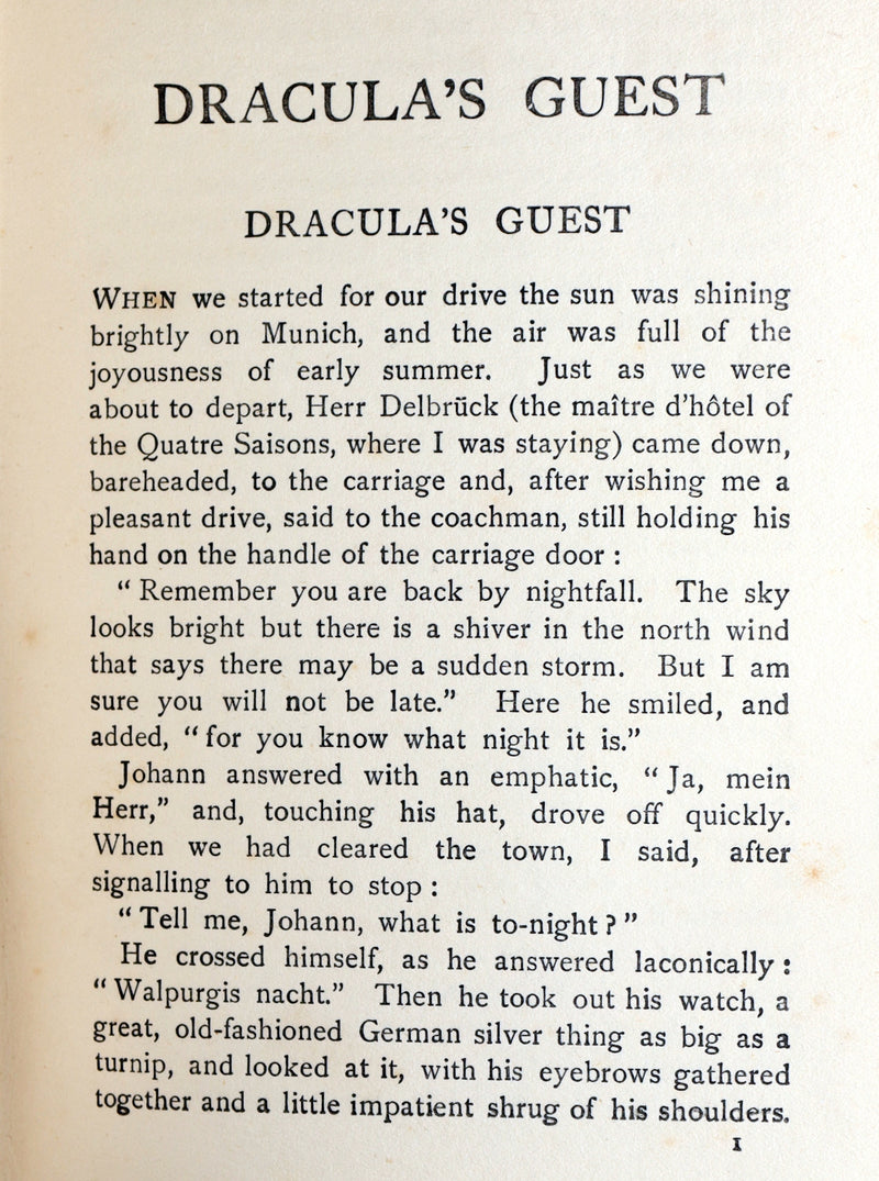 1914 Rare Book - Dracula’s Guest and Other Weird Stories by Bram Stoker