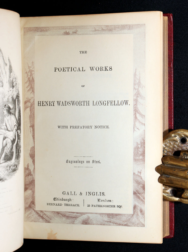 1880 Rare Book - The Poetical Works of Henry Wadsworth Longfellow Illustrated