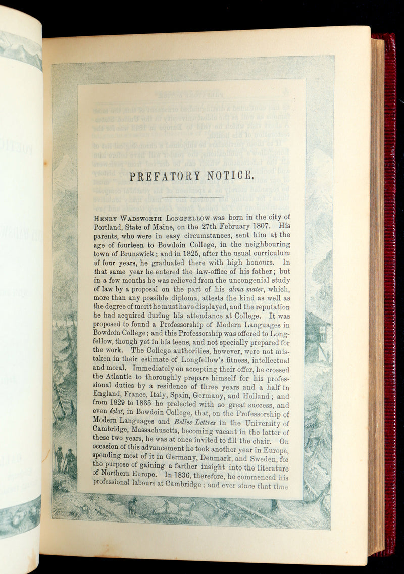 1880 Rare Book - The Poetical Works of Henry Wadsworth Longfellow Illustrated