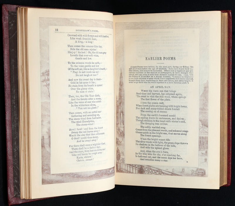 1880 Rare Book - The Poetical Works of Henry Wadsworth Longfellow Illustrated
