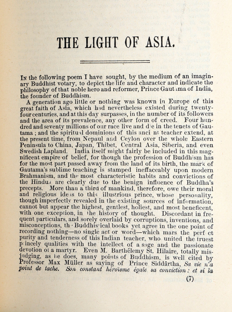 1880 Rare Book- The Light of Asia or The Great Renunciation, Founder of Buddhism