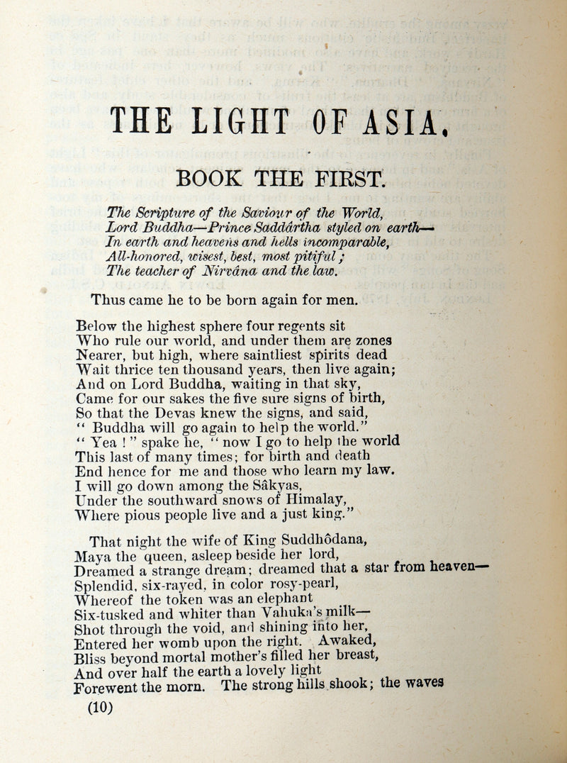 1880 Rare Book- The Light of Asia or The Great Renunciation, Founder of Buddhism