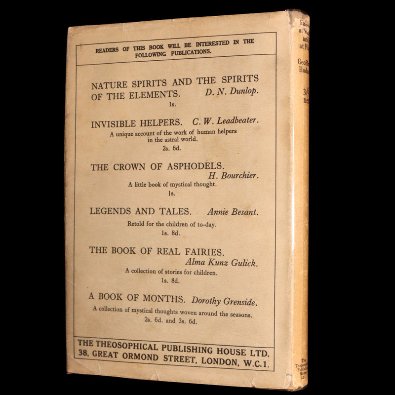 1925 Rare First Edition- Fairies at Work and at Play observed by Geoffrey Hodson