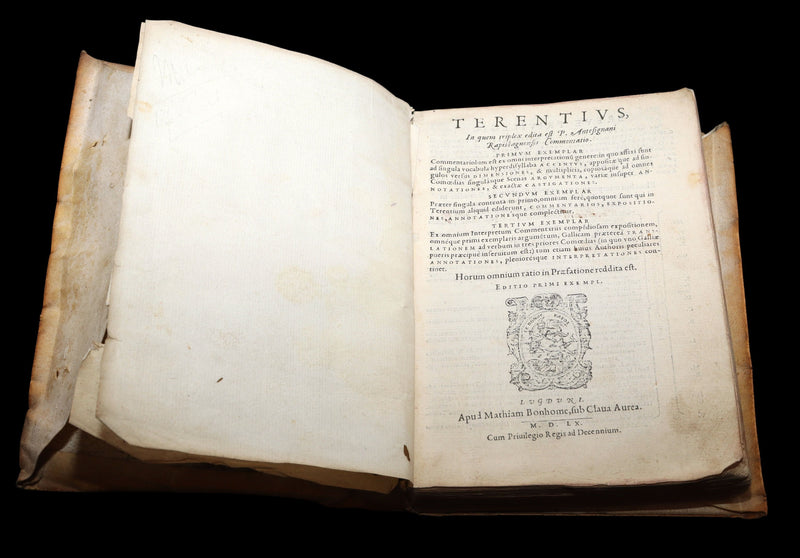 1560 Lyon Edition Bound in 16th-Century Vellum Map of Asia - Terence’s Comedies