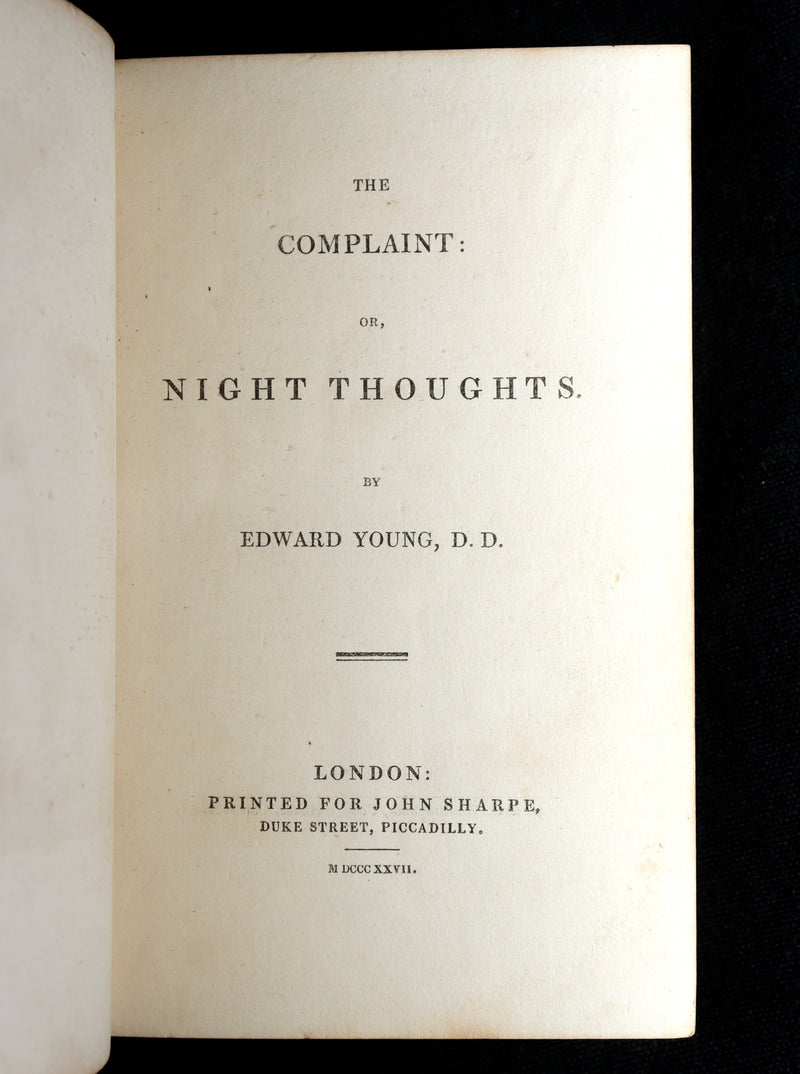 1827 Rare Edition ~ Night Thoughts on Life, Death, & Immortality by Edward Young