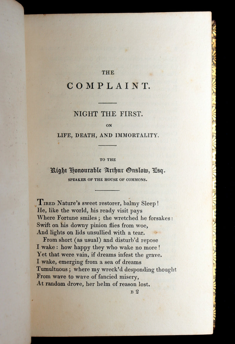 1827 Rare Edition ~ Night Thoughts on Life, Death, & Immortality by Edward Young