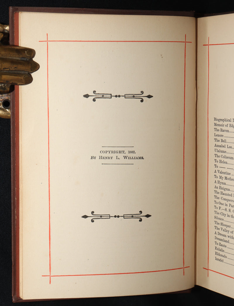 1882 Rare Book - Poems of Edgar Allan Poe with a Full Memoir of the Poet