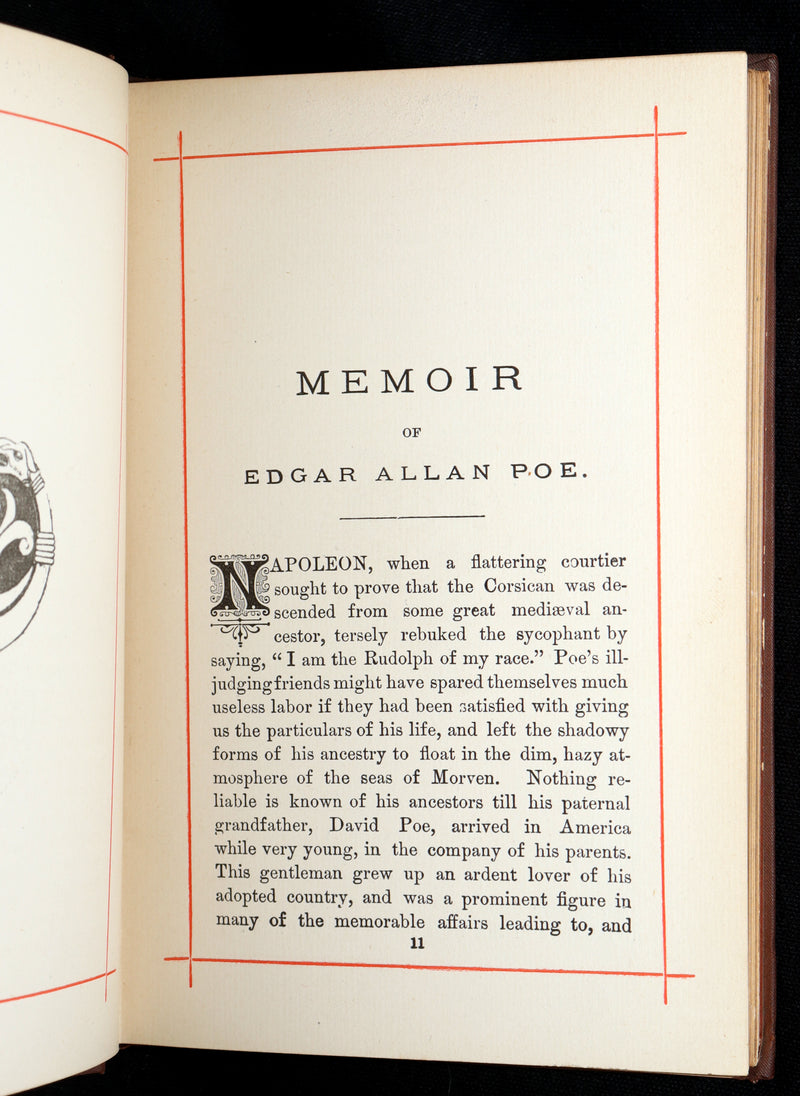 1882 Rare Book - Poems of Edgar Allan Poe with a Full Memoir of the Poet