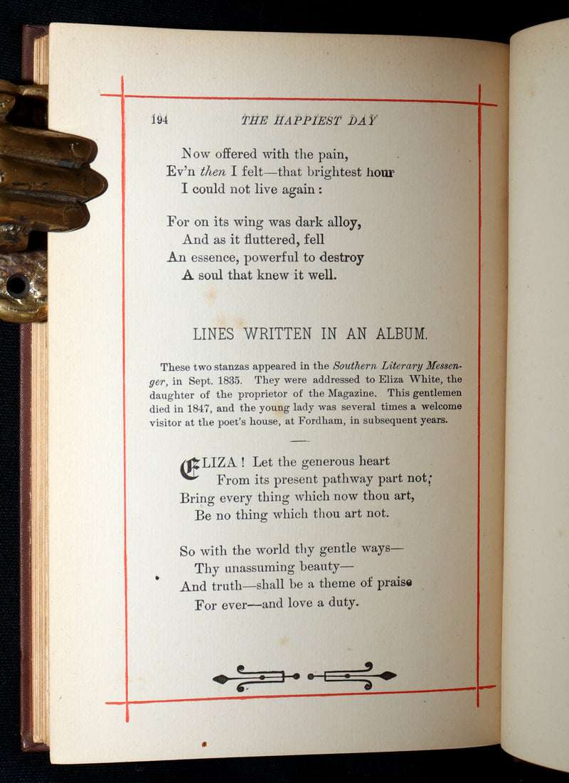 1882 Rare Book - Poems of Edgar Allan Poe with a Full Memoir of the Poet