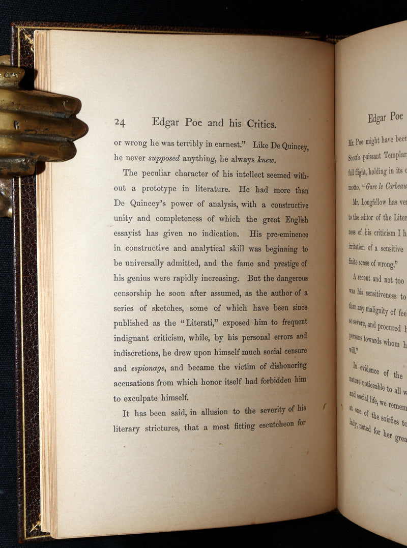 1860 First ED.- Edgar Poe and His Critics by Poe's Fiancée Sarah Helen Whitman