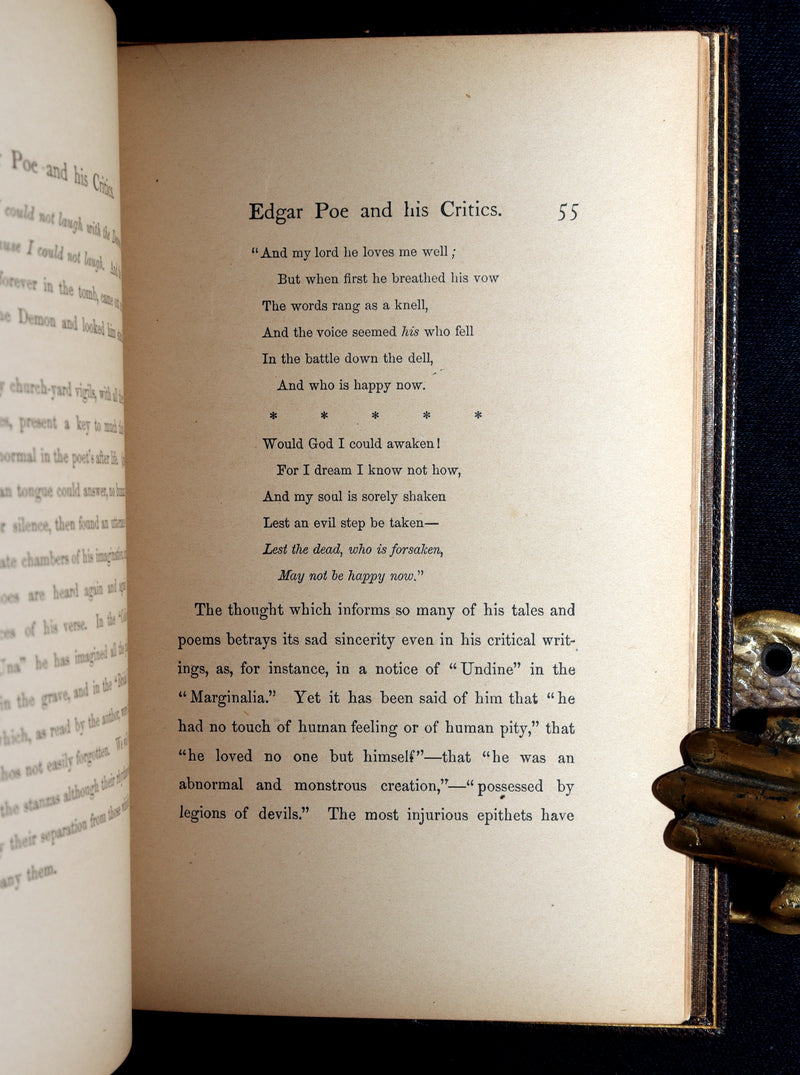 1860 First ED.- Edgar Poe and His Critics by Poe's Fiancée Sarah Helen Whitman