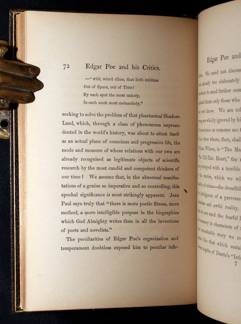 1860 First ED.- Edgar Poe and His Critics by Poe's Fiancée Sarah Helen Whitman