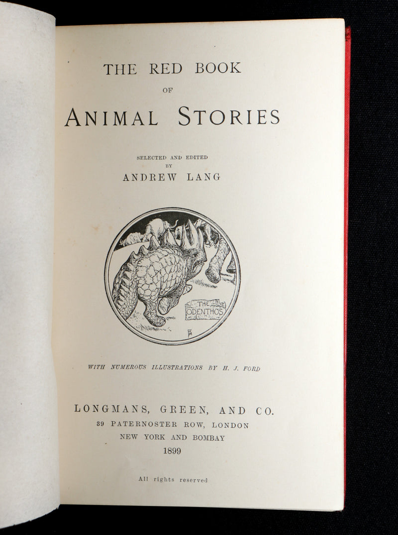 1899 Rare First Edition - The Red Book of Animal Stories by Andrew Lang