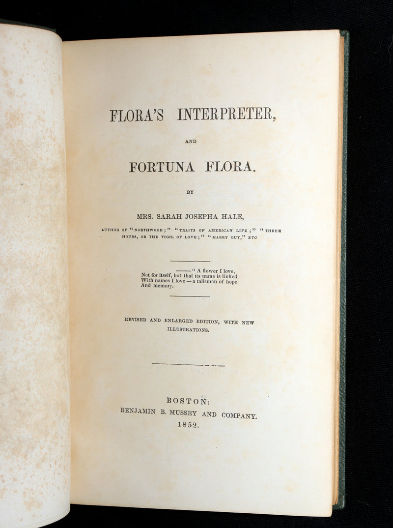 1852 Rare Book- Flora’s Interpreter and Fortuna Flora by Sarah J. Hale, 4 Plates