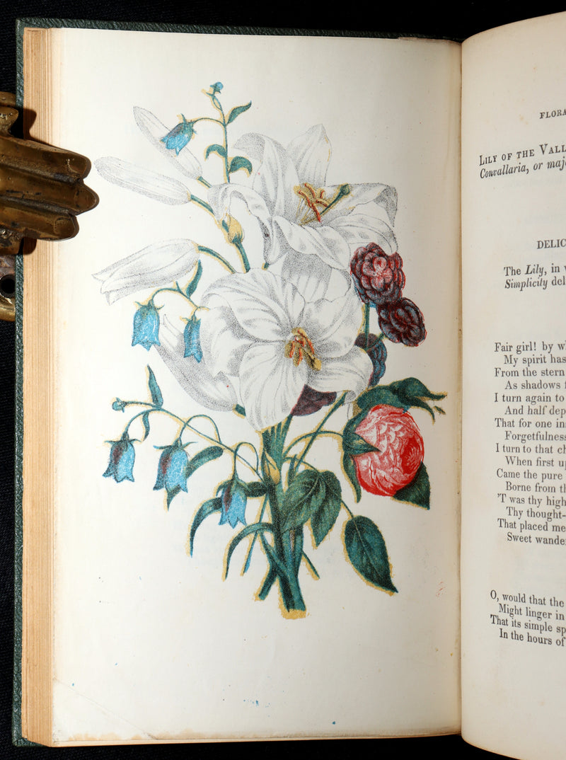 1852 Rare Book- Flora’s Interpreter and Fortuna Flora by Sarah J. Hale, 4 Plates