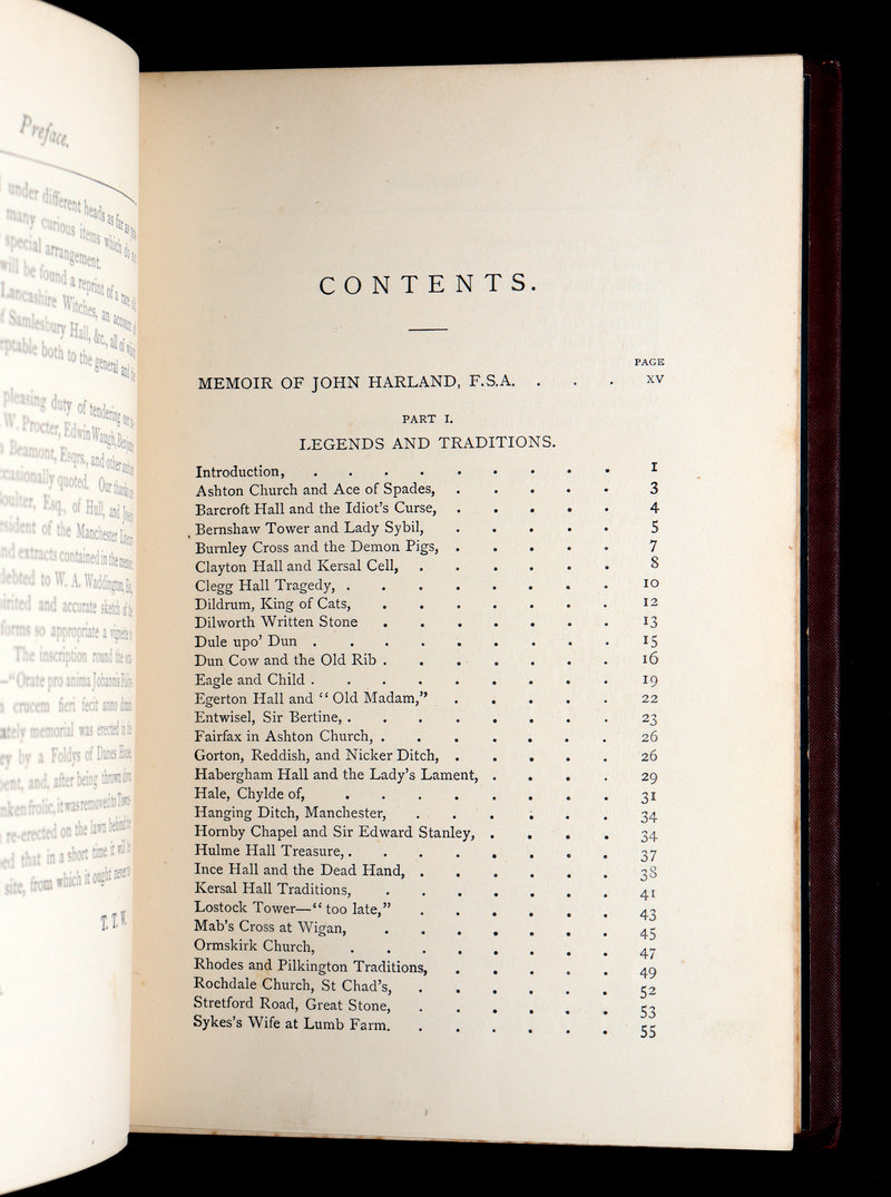 1882 Rare Book - Lancashire Legends, Superstitions, Witches by Harland Wilkinson