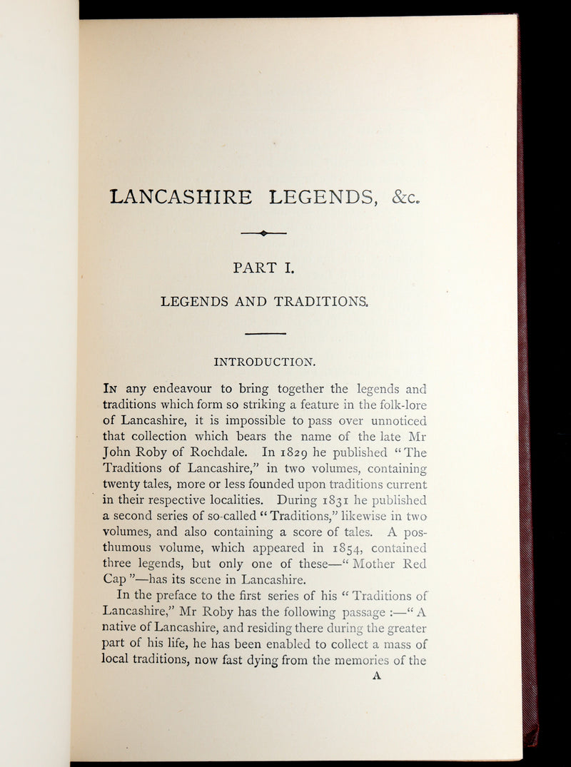 1882 Rare Book - Lancashire Legends, Superstitions, Witches by Harland Wilkinson