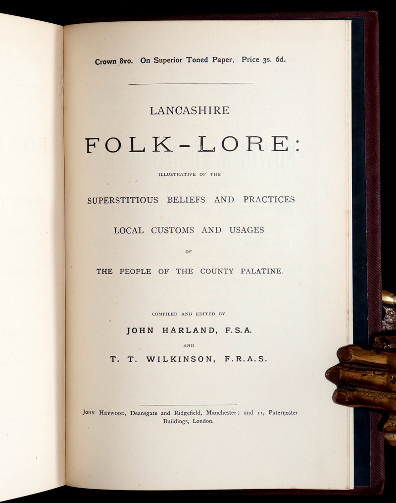 1882 Rare Book - Lancashire Legends, Superstitions, Witches by Harland Wilkinson