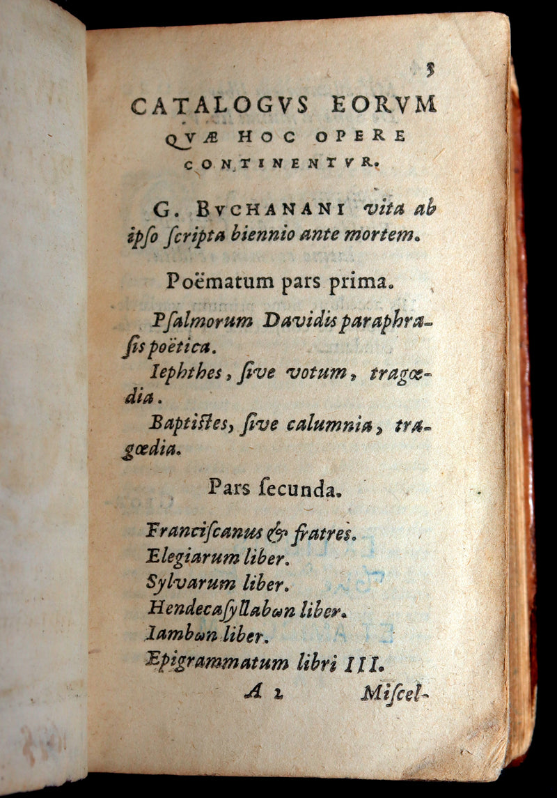 1628 Rare Book - Georgii Buchanani - Scottish Poems by George Buchanan
