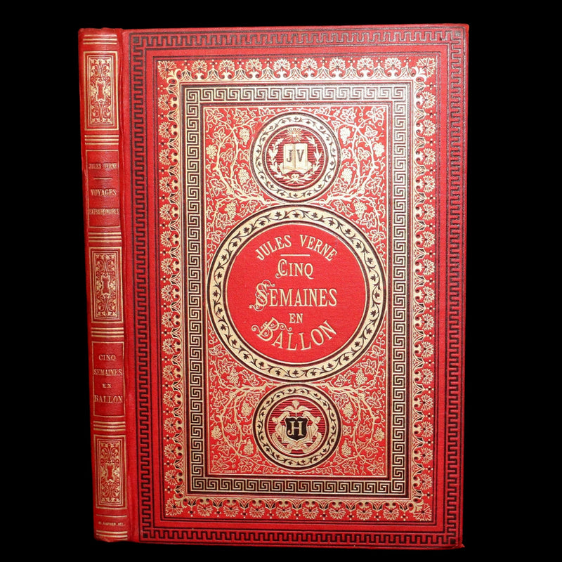 1881 French Hetzel Initiales Edition - Cinq Semaines en Ballon by Jules Verne