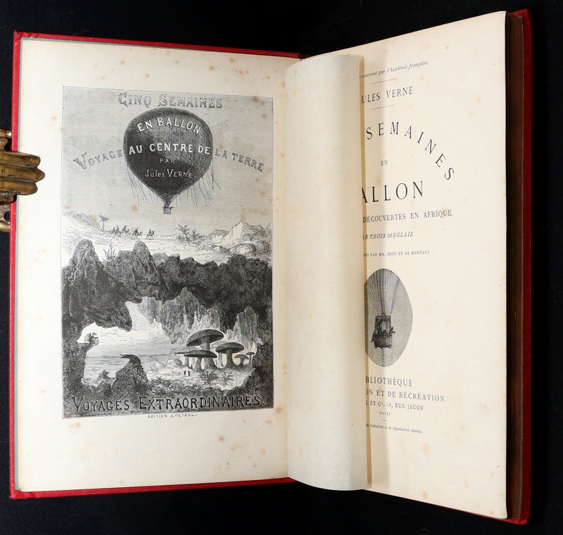 1881 French Hetzel Initiales Edition - Cinq Semaines en Ballon by Jules Verne