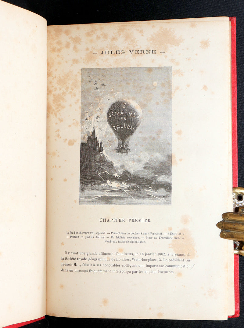 1881 French Hetzel Initiales Edition - Cinq Semaines en Ballon by Jules Verne